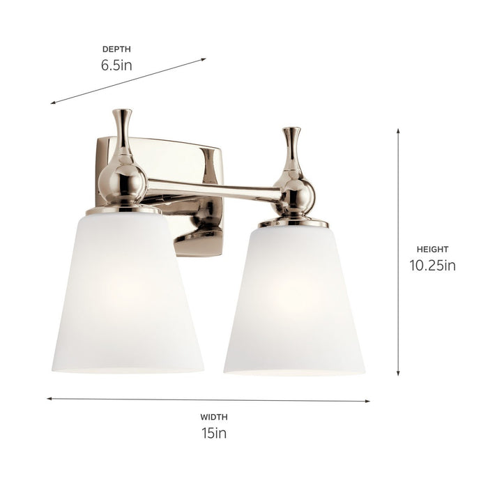 Kichler 55091PN Two Light Bath, Polished Nickel