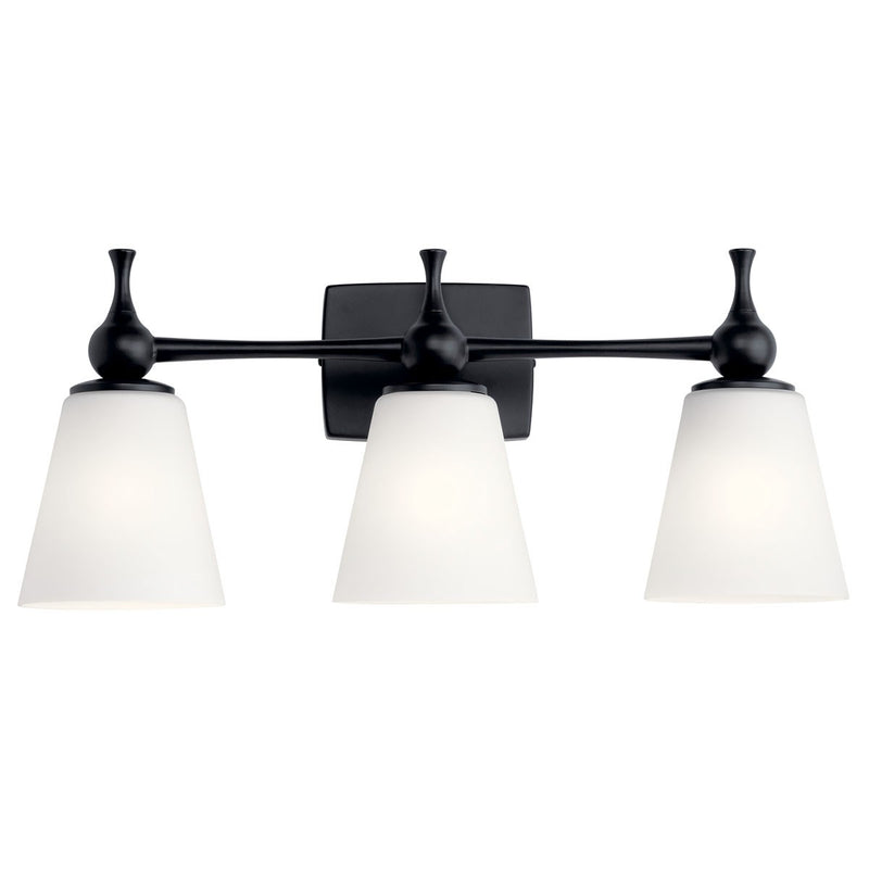 Kichler 55092BK Three Light Bath, Black