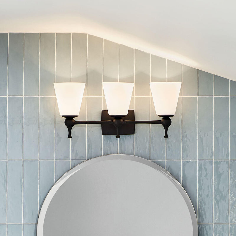 Kichler 55092BK Three Light Bath, Black