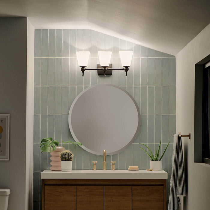 Kichler 55092BK Three Light Bath, Black