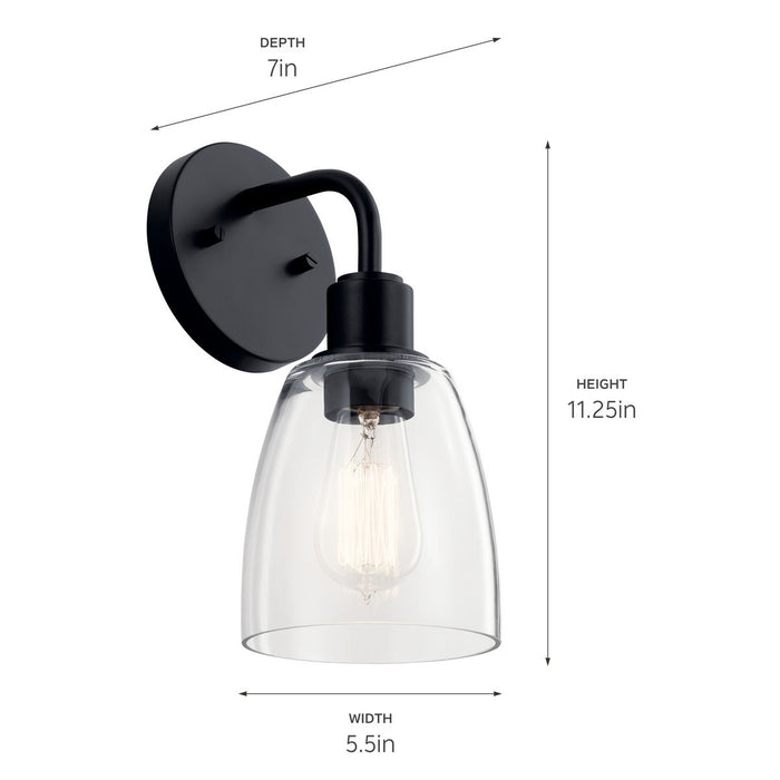 Kichler 55100BK One Light Wall Sconce, Black
