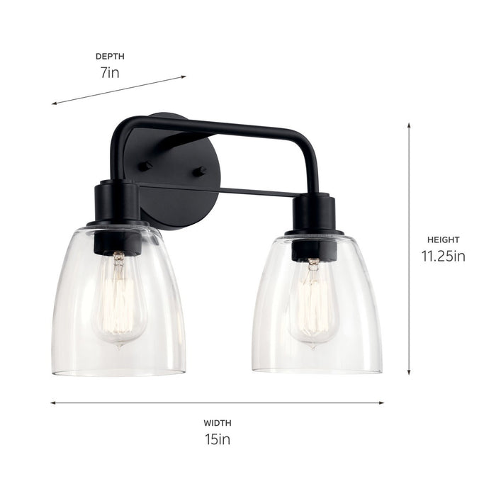 Kichler 55101BK Two Light Bath, Black