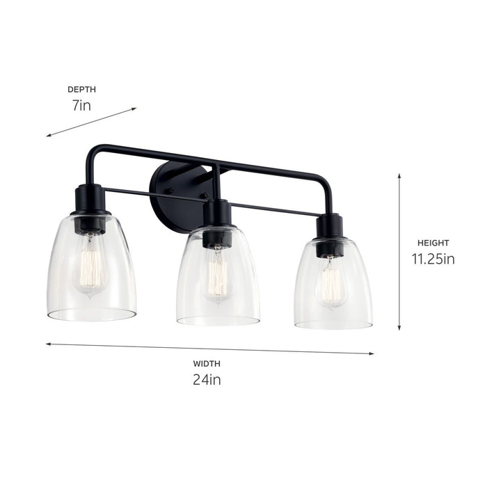 Kichler 55102BK Three Light Bath, Black