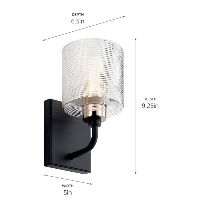 Kichler 55105BK One Light Wall Sconce, Black