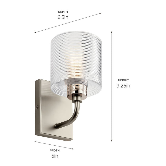 Kichler 55105SN One Light Wall Sconce, Satin Nickel