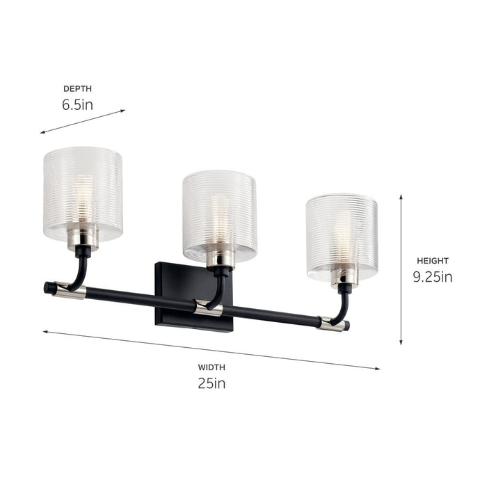 Kichler 55107BK Three Light Bath, Black