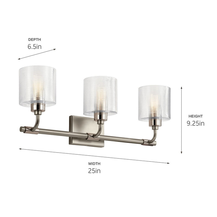 Kichler 55107SN Three Light Bath, Satin Nickel