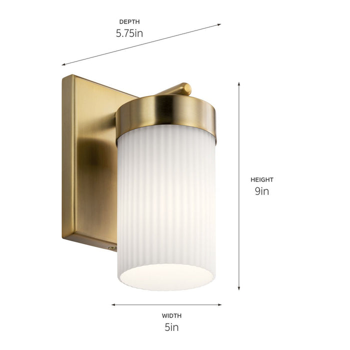 Kichler 55110BNB One Light Wall Sconce, Brushed Natural Brass