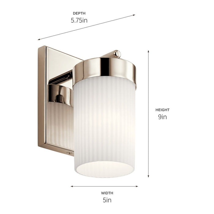 Kichler 55110PN One Light Wall Sconce, Polished Nickel