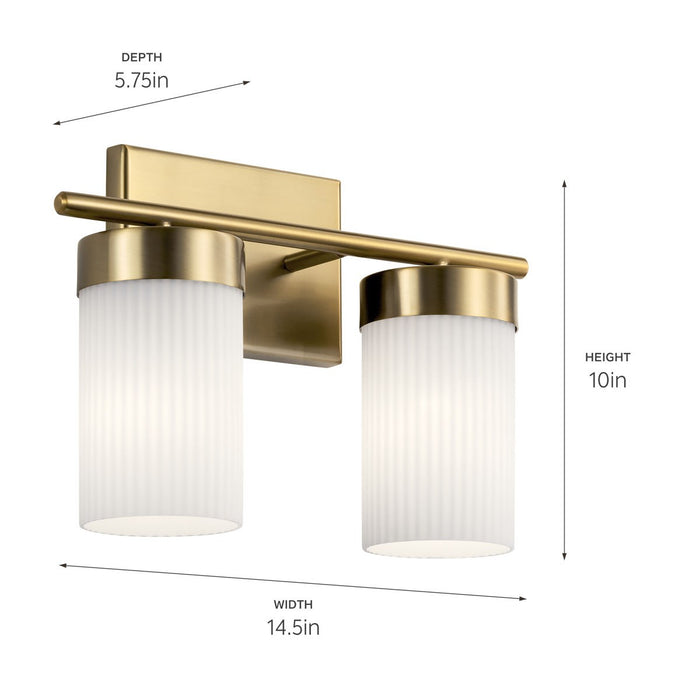 Kichler 55111BNB Two Light Bath, Brushed Natural Brass