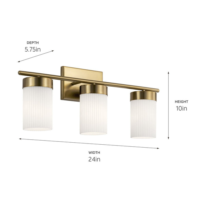 Kichler 55112BNB Three Light Bath, Brushed Natural Brass
