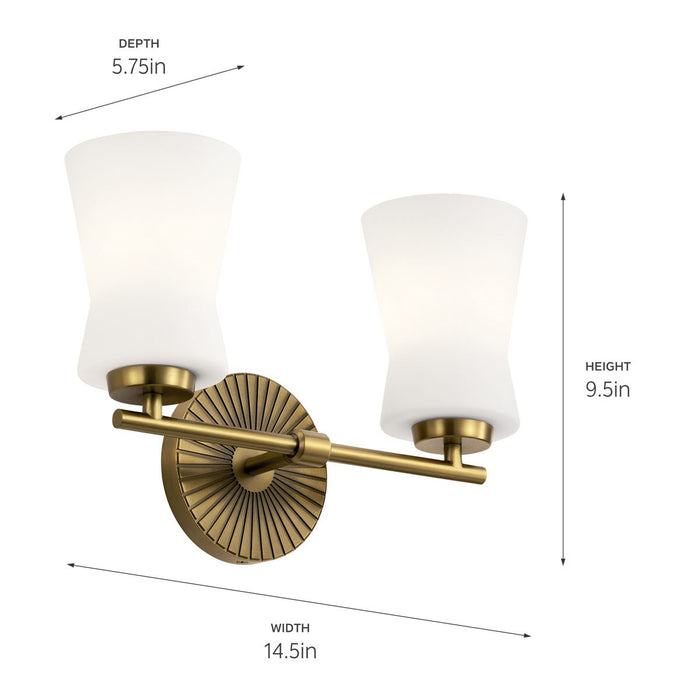Kichler 55116BNB Two Light Bath, Brushed Natural Brass
