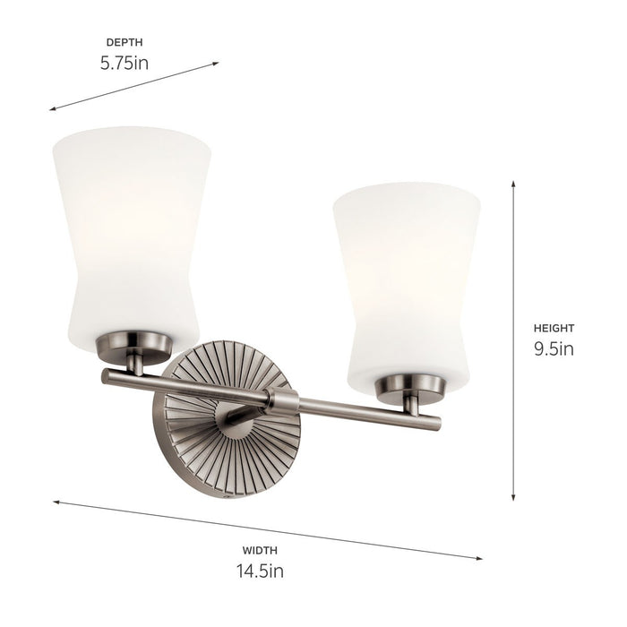 Kichler 55116CLP Two Light Bath, Classic Pewter