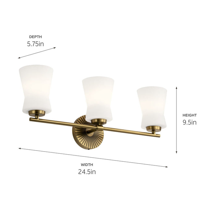 Kichler 55117BNB Three Light Bath, Brushed Natural Brass