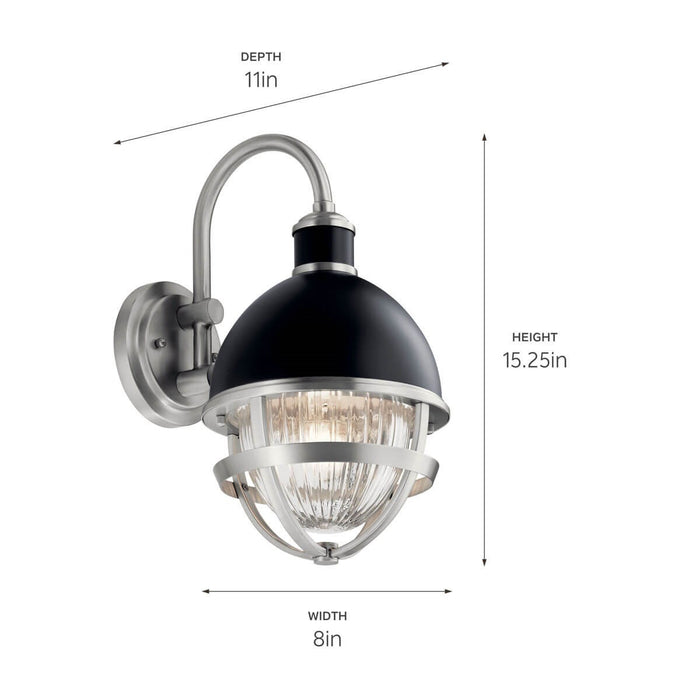 Kichler 59049BK One Light Outdoor Wall Mount, Black
