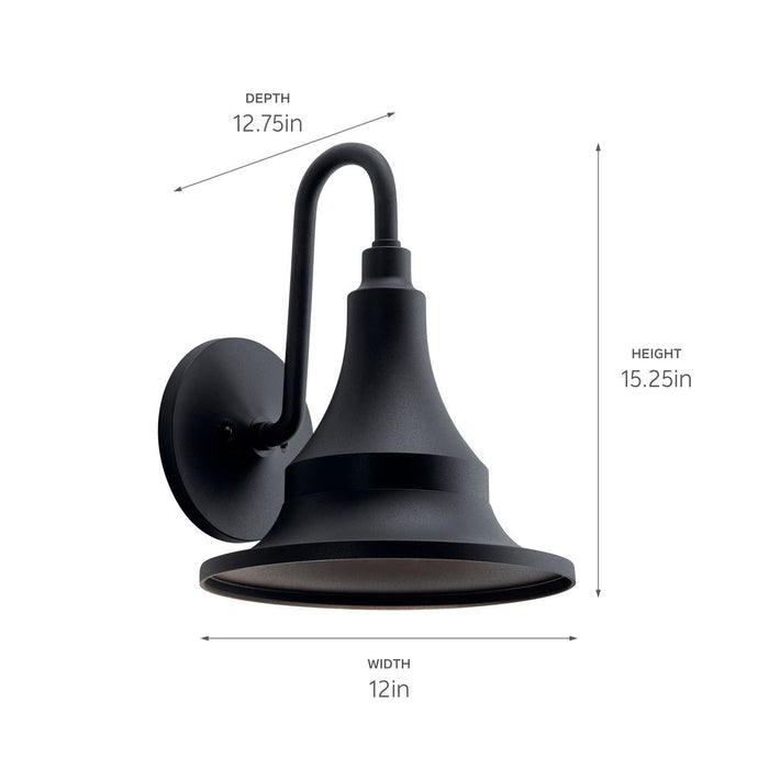 Kichler 59055BKT One Light Outdoor Wall Mount, Textured Black