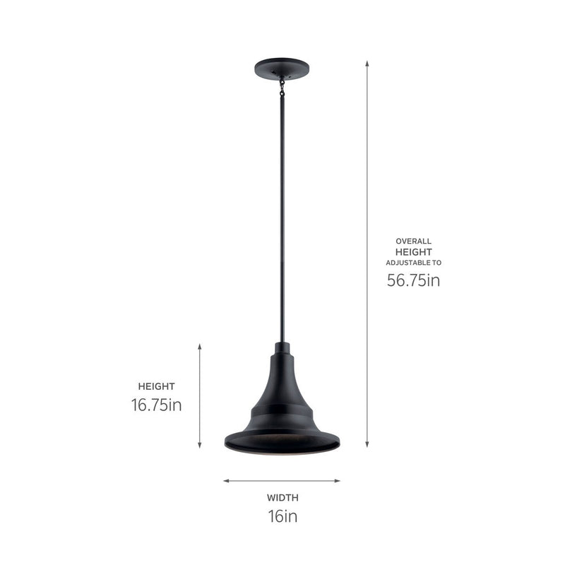 Kichler 59058BKT One Light Outdoor Pendant, Textured Black