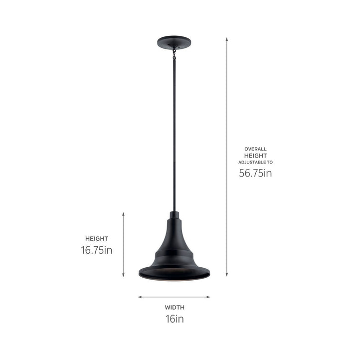 Kichler 59058BKT One Light Outdoor Pendant, Textured Black