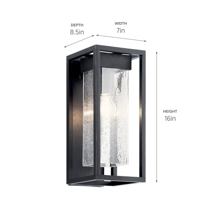 Kichler 59061BSL One Light Outdoor Wall Mount, Black with Silver Highlights