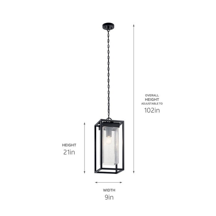 Kichler 59064BSL One Light Outdoor Pendant, Black with Silver Highlights