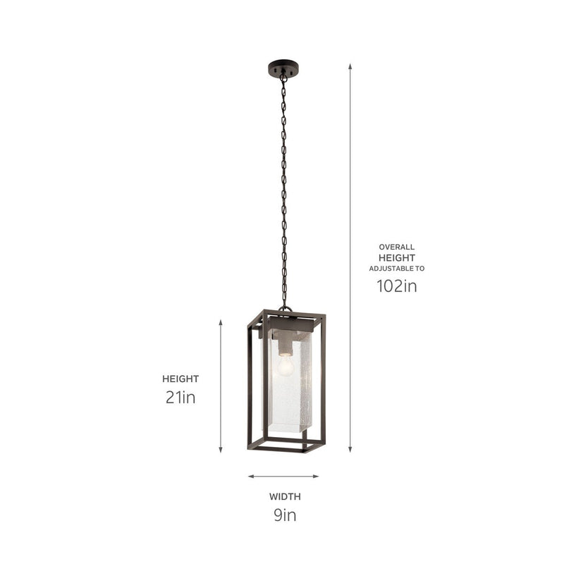Kichler 59064OZ One Light Outdoor Pendant, Olde Bronze