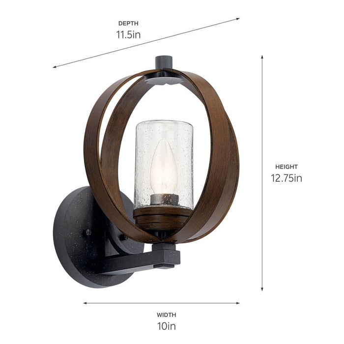Kichler 59066AUB One Light Outdoor Wall Mount, Auburn Stained
