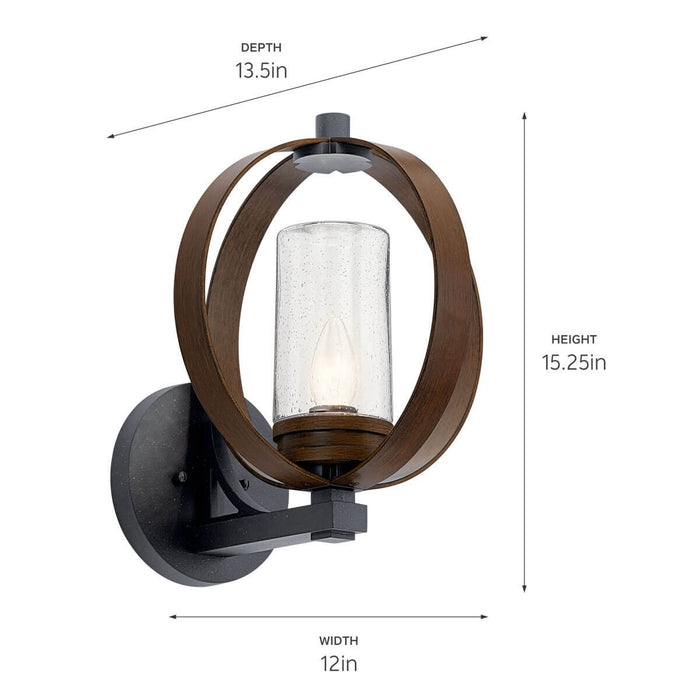 Kichler 59067AUB One Light Outdoor Wall Mount, Auburn Stained