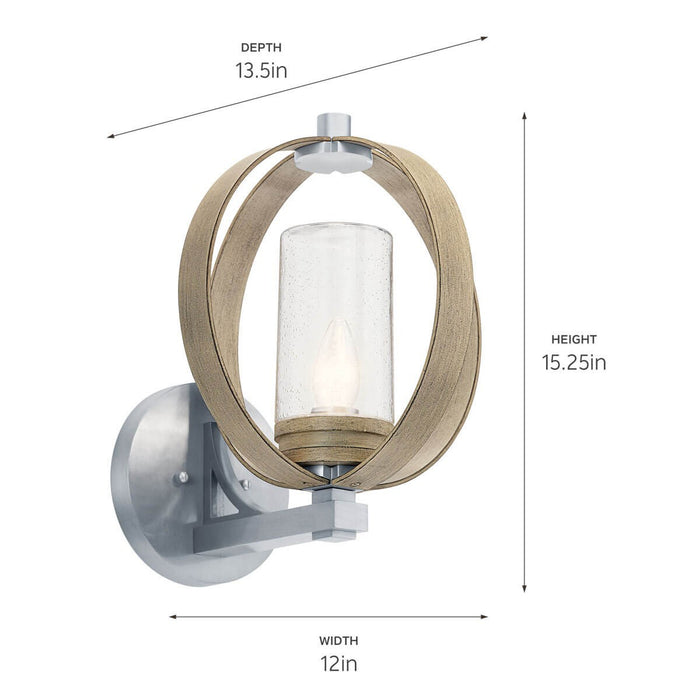 Kichler 59067DAG One Light Outdoor Wall Mount, Distressed Antique Gray
