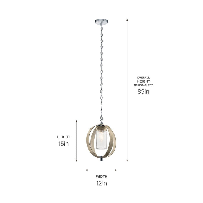 Kichler 59069DAG One Light Outdoor Pendant, Distressed Antique Gray