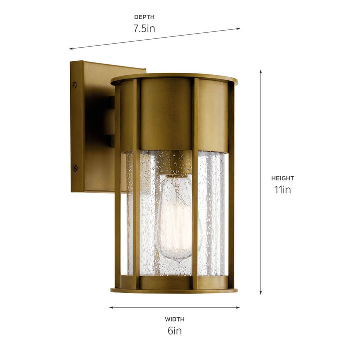 Kichler 59079NBR One Light Outdoor Wall Mount, Natural Brass