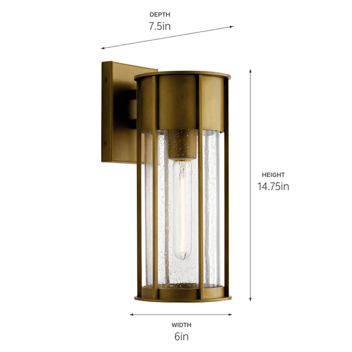 Kichler 59080NBR One Light Outdoor Wall Mount, Natural Brass