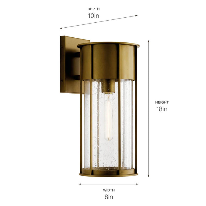 Kichler 59081NBR One Light Outdoor Wall Mount, Natural Brass