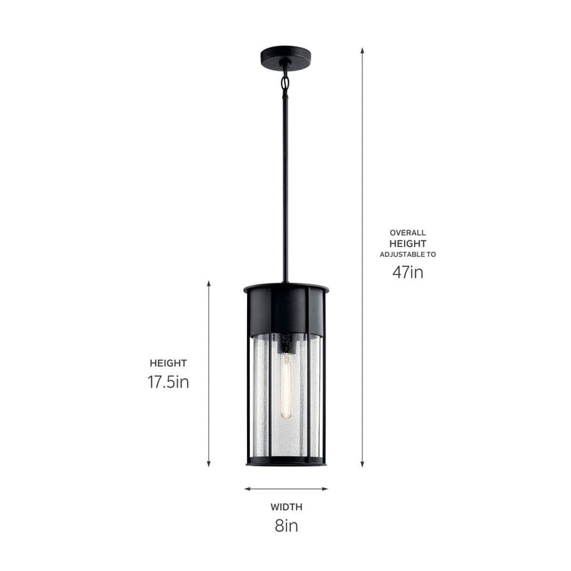 Kichler 59082BKT One Light Outdoor Pendant, Textured Black