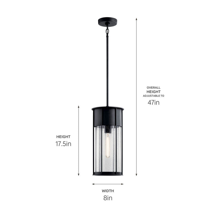 Kichler 59082BKT One Light Outdoor Pendant, Textured Black