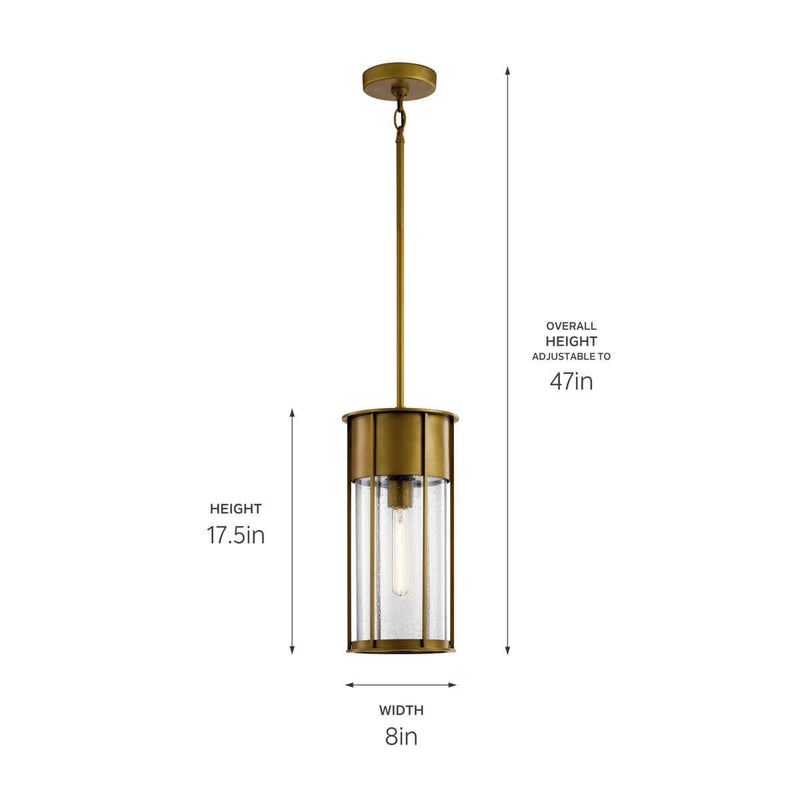 Kichler 59082NBR One Light Outdoor Pendant, Natural Brass