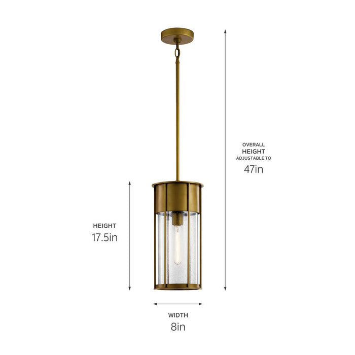 Kichler 59082NBR One Light Outdoor Pendant, Natural Brass