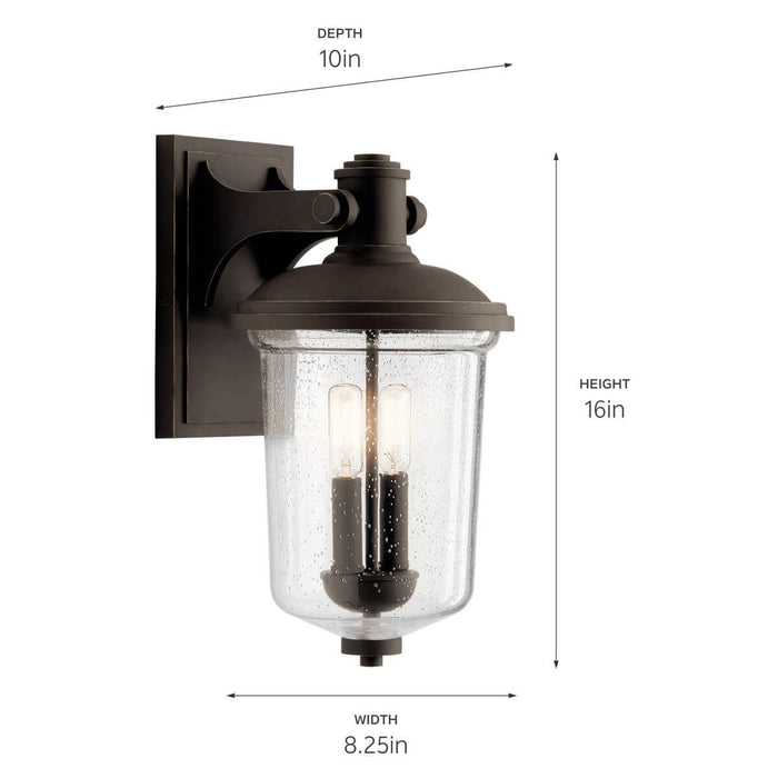 Kichler 59094OZ Two Light Outdoor Wall Mount, Olde Bronze