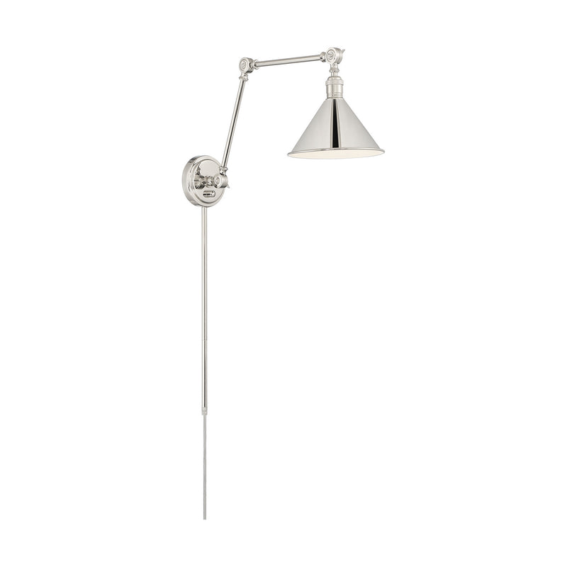 Nuvo Lighting 60-7362 One Light Swing Arm Wall Lamp, Polished Nickel