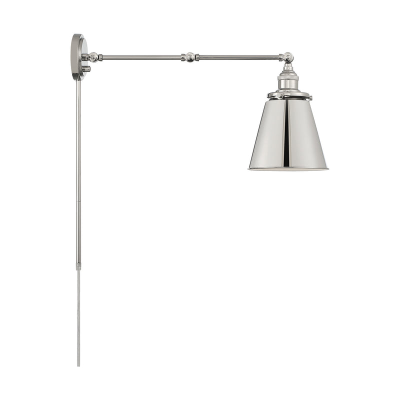 Nuvo Lighting 60-7368 One Light Swing Arm Wall Lamp, Polished Nickel