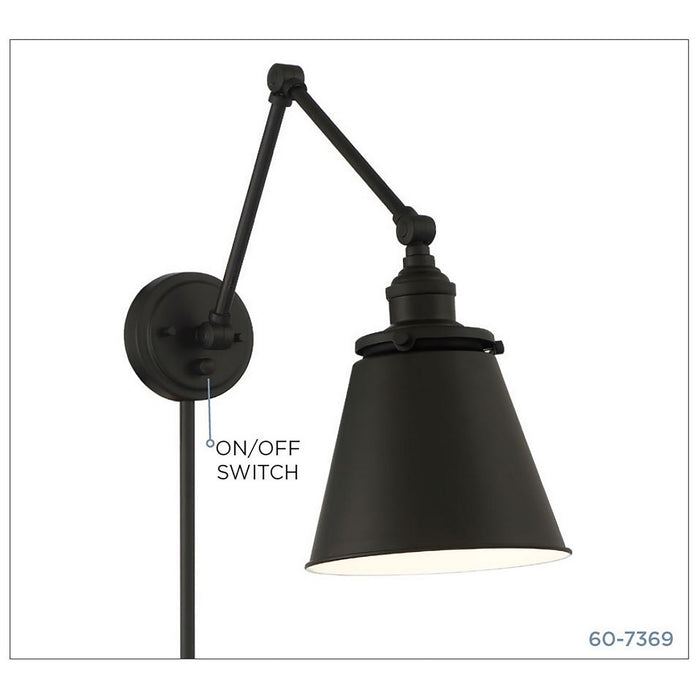Nuvo Lighting 60-7369 One Light Swing Arm Wall Lamp, Matte Black