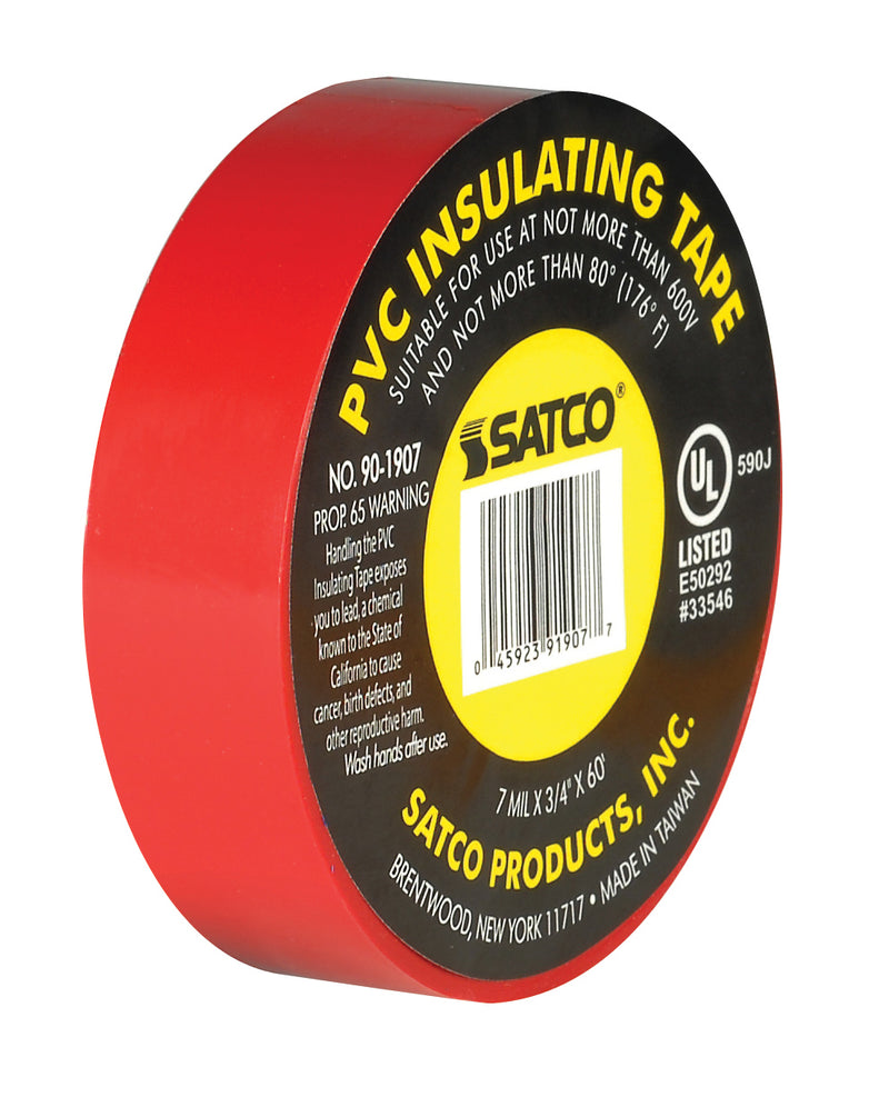 Satco 90-1907 Elec Tape 60 Ft. 3/4", Red