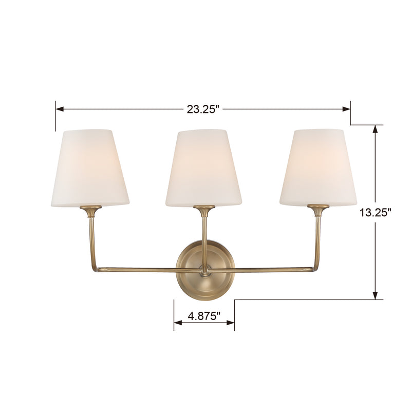 Crystorama 2443-OP-VG Three Light Bathroom Vanity, Vibrant Gold