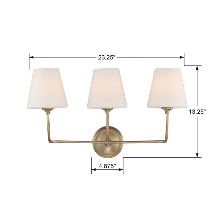 Crystorama 2443-OP-VG Three Light Bathroom Vanity, Vibrant Gold