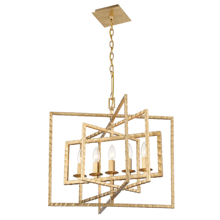 Crystorama 336-GA Five Light Chandelier, Antique Gold