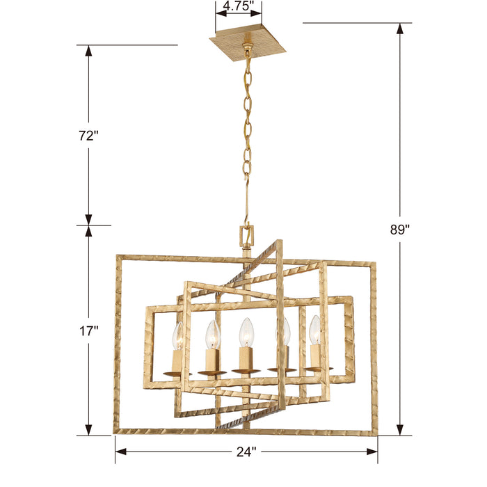 Crystorama 336-GA Five Light Chandelier, Antique Gold