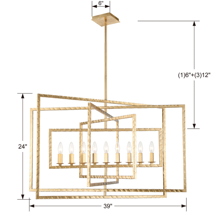 Crystorama 337-GA Nine Light Chandelier, Antique Gold