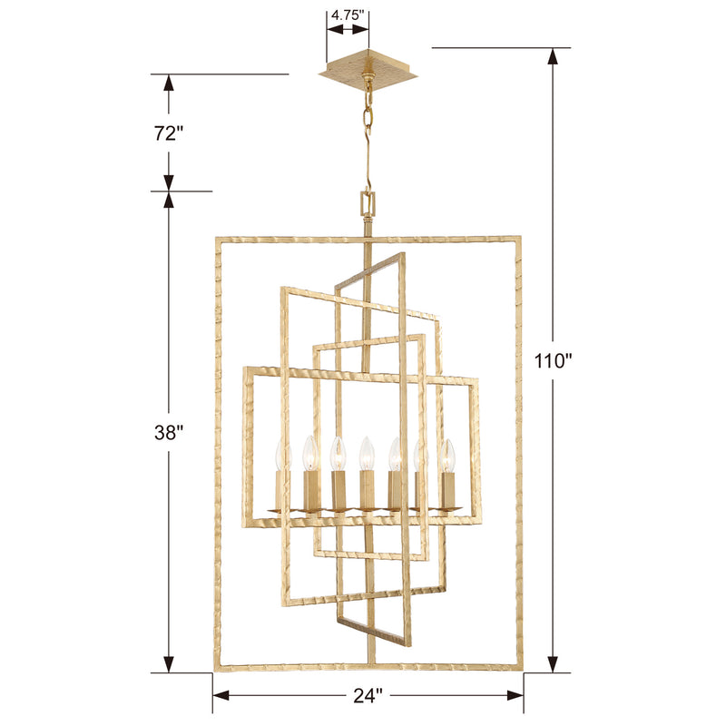 Crystorama 339-GA Seven Light Chandelier, Antique Gold