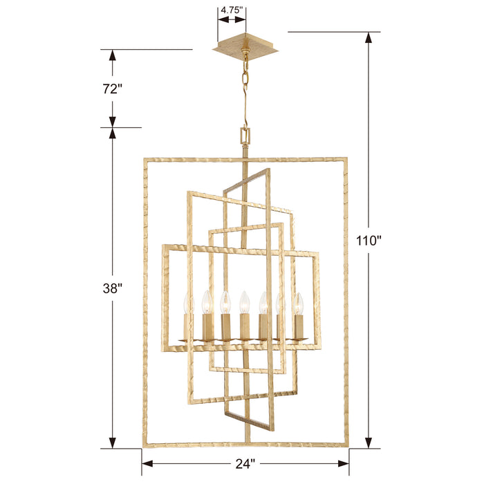 Crystorama 339-GA Seven Light Chandelier, Antique Gold