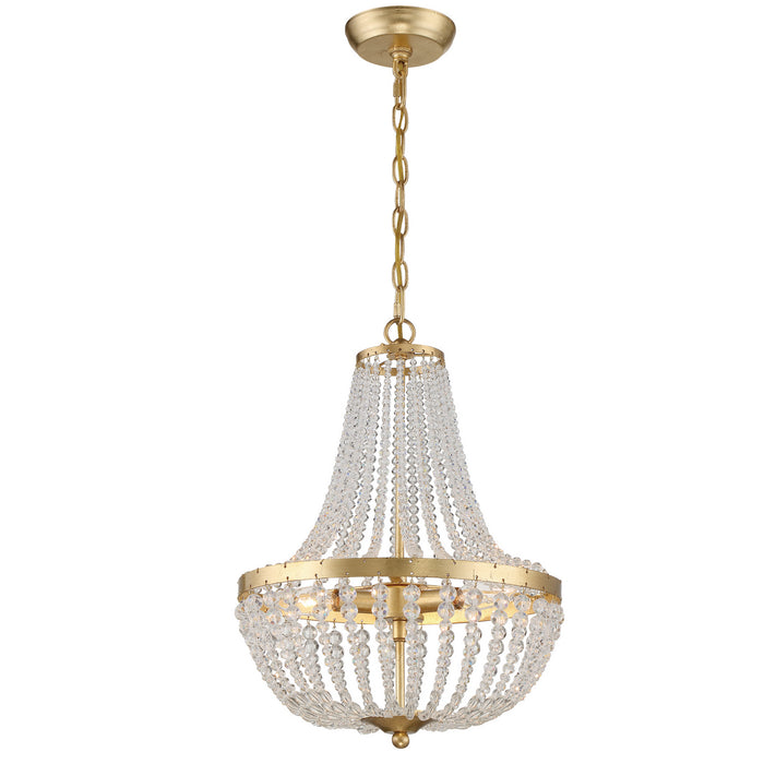 Crystorama 603-GA Three Light Chandelier, Antique Gold