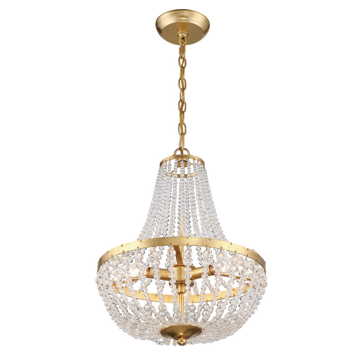 Crystorama 603-GA Three Light Chandelier, Antique Gold